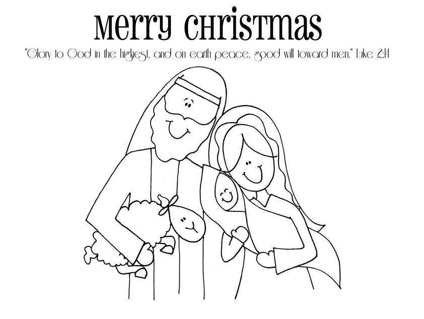 842x634 Nativity Coloring Pages Printable Line Drawing Christmas - Nativity Line Drawing