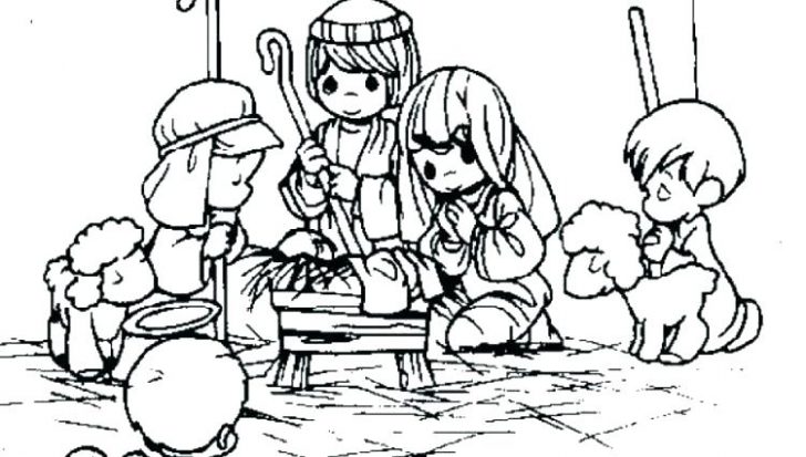 728x413 Nativity Story Coloring Pages Printable Free Scene Best Bible - Nativity Line Drawing