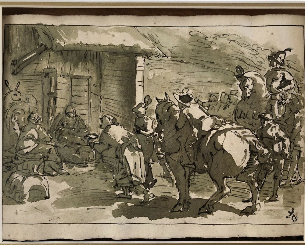 1000x804 Nativity Scene, Christmas Antique Master Ink Drawing Of A Nativity - Nativity Scene Drawing