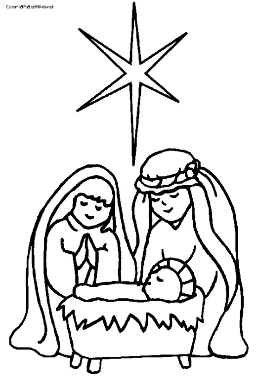 520x788 Nativity Scene Coloring Page - Nativity Scene Drawing