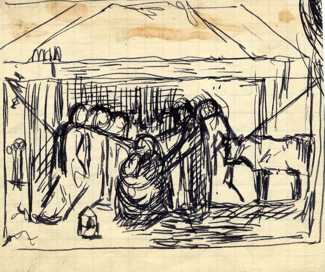 1356x1138 Sketch Of Nativity Scene The New Art Gallery Walsall - Nativity Scene Drawing