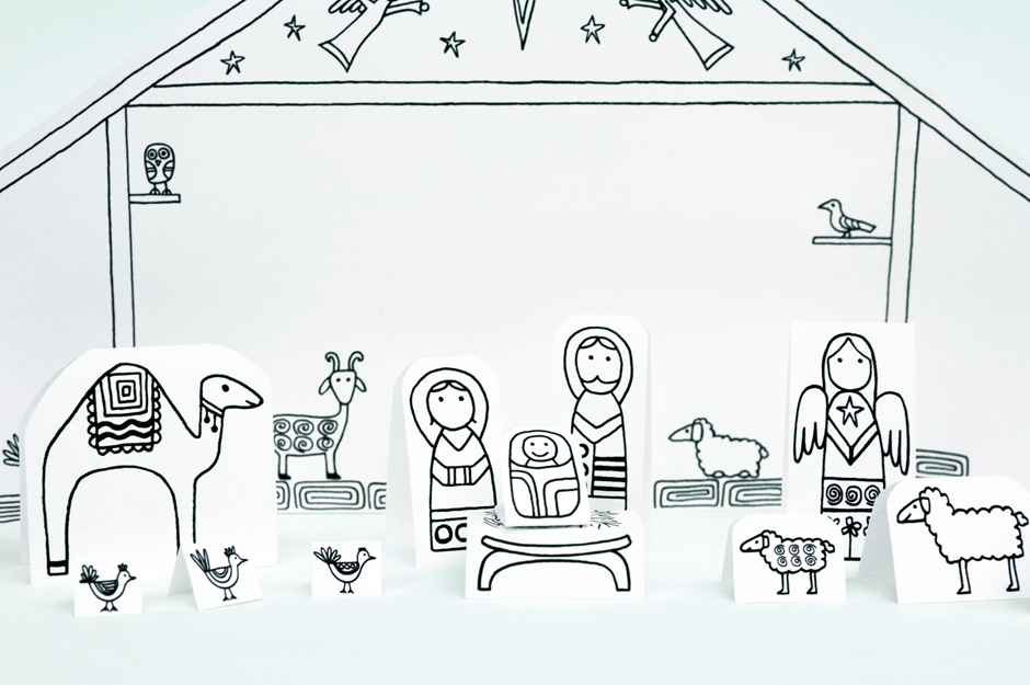 940x625 Made - Nativity Scene Line Drawing