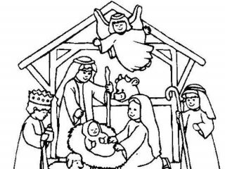 320x240 Nativity Scene Pictures To Colour Nativity Coloring Book Pages - Nativity Scene Line Drawing