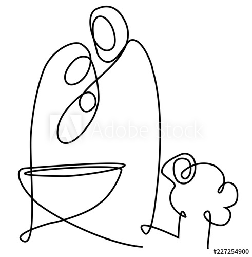 491x500 Nativity Scene With Holy Family One Line Drawing - Nativity Scene Line Drawing