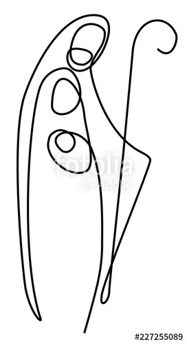 272x500 Nativity Scene With Holy Family One Line Drawing Stock Image - Nativity Scene Line Drawing