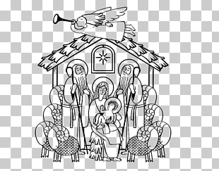 310x243 Page Scene Line Drawing Png Cliparts For Free Download - Nativity Scene Line Drawing