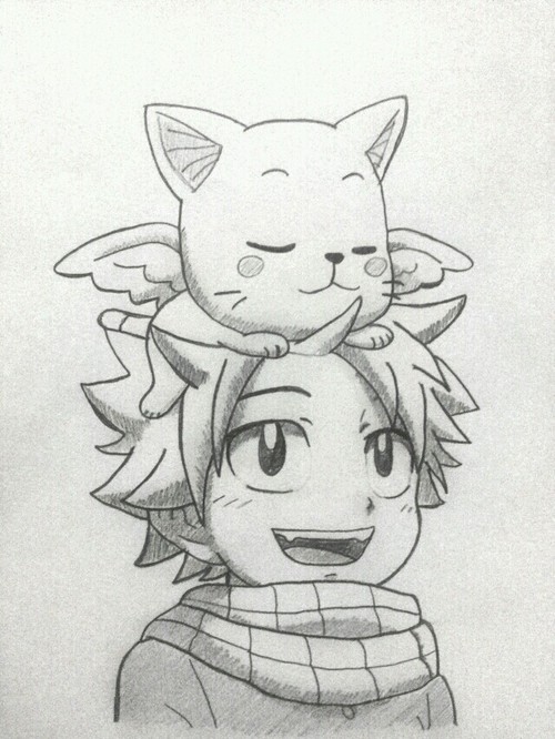 500x666 Natsu Dragneel And Happy - Natsu Drawing