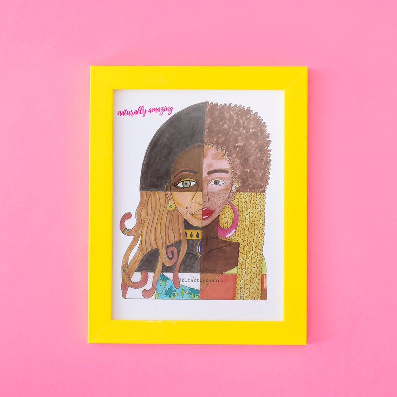 794x794 naturally amazing drawing print natural hair art afro art etsy - Natural Hair Art Drawing