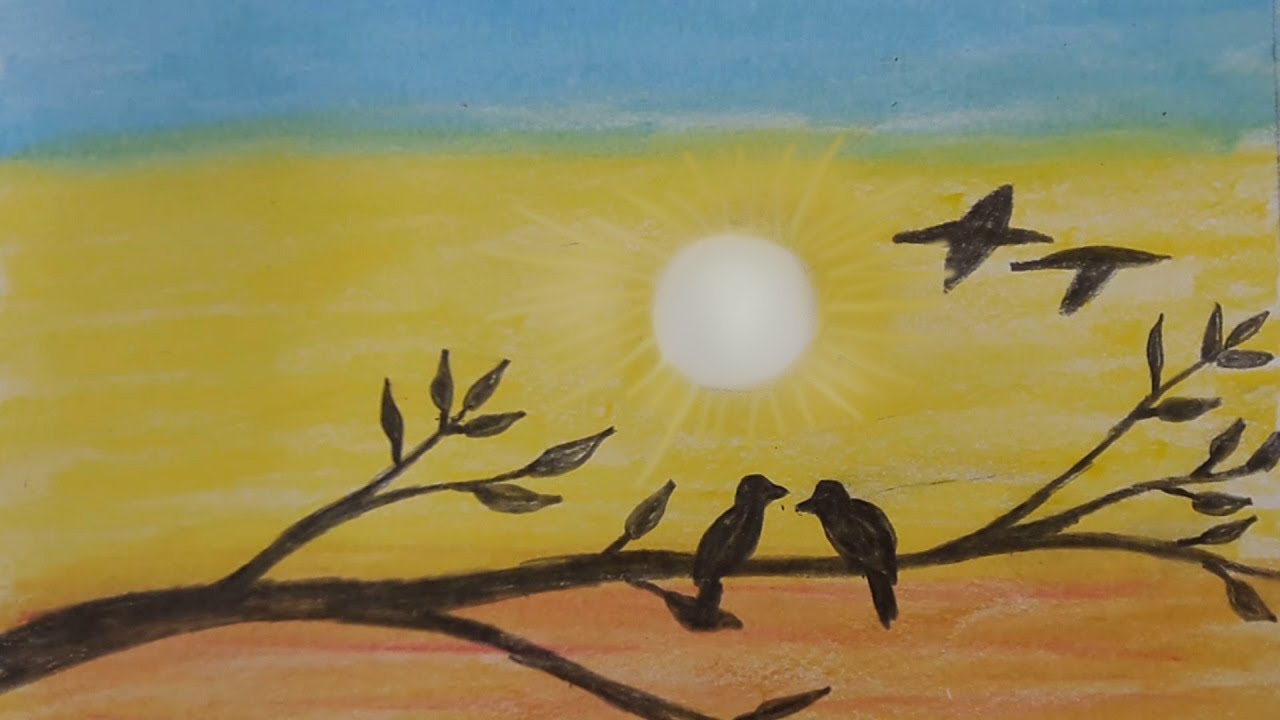 1280x720 How To Draw A Village Scenery - Natural Scenery Drawing