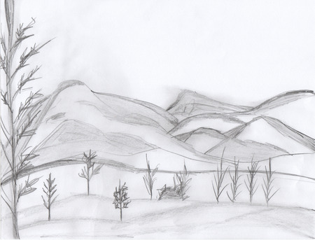 450x343 Mountains - Nature Background Drawing