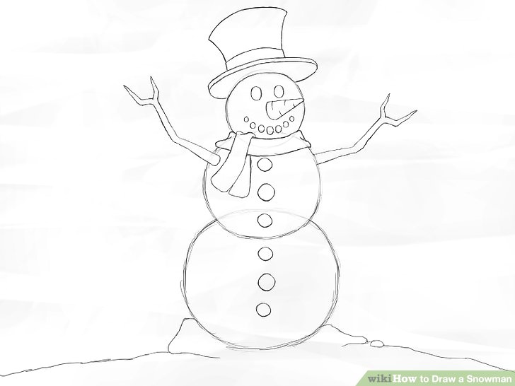 728x546 Easy Nature Drawing For Kids How To Draw A Snowman Steps - Nature Drawing For Kids