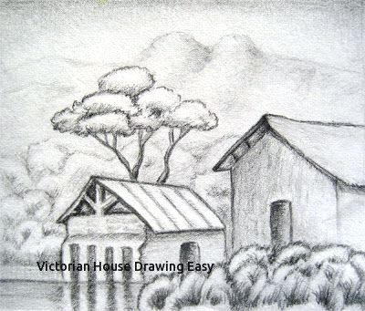 400x341 Easy Nature Drawing For Kids Victorian House Drawing Easy - Nature Drawing For Kids