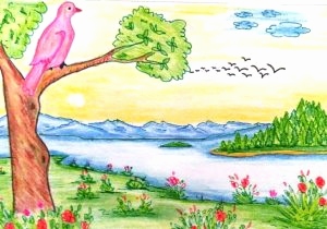 300x210 sketch of natural scenery inspirational sketch nature drawing - Nature Drawing Images