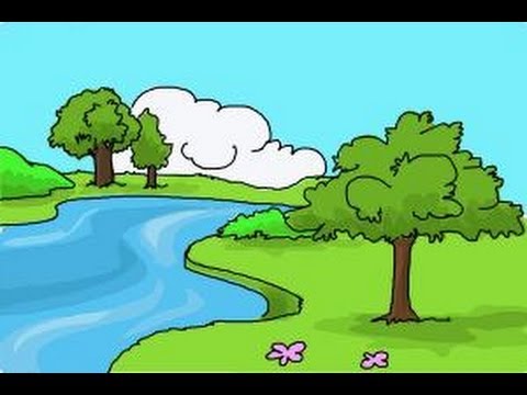 480x360 How To Draw Nature Scenery - Nature Outline Drawing