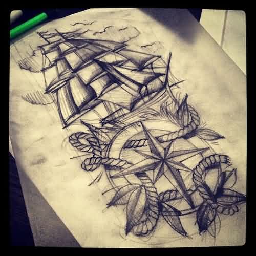 Nautical Compass Drawing at PaintingValley.com | Explore collection of ...