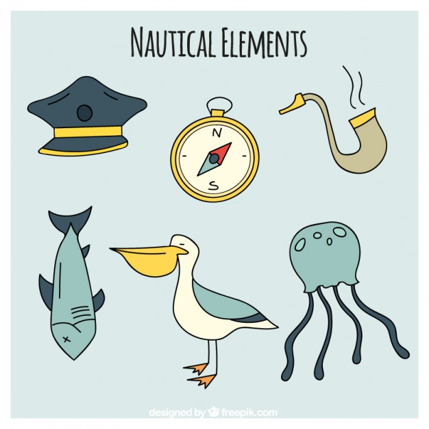 626x626 nautical drawings pack vector free download - Nautical Drawings