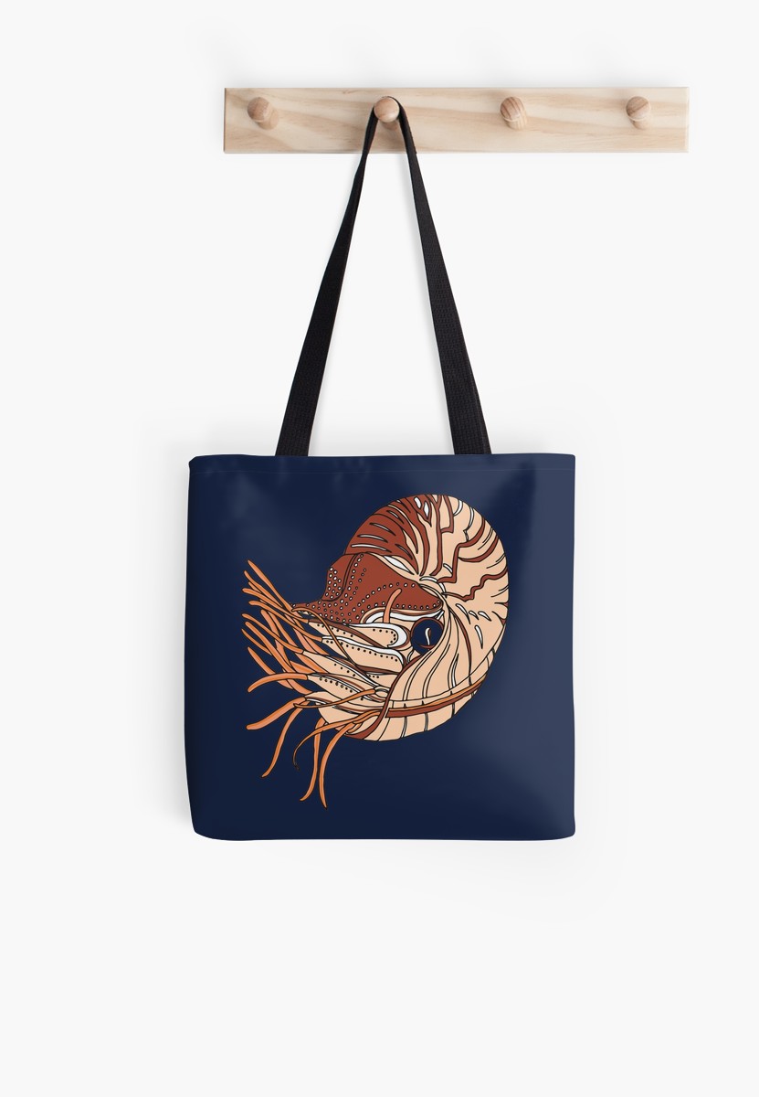 831x1200 Nautilus Drawing Tote Bags - Nautilus Drawing