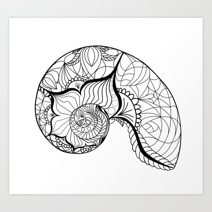 700x700 nautilus mandala art print - Nautilus Line Drawing
