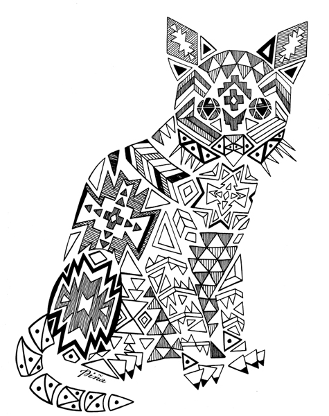 475x600 Navajo Cat - Navajo Drawings