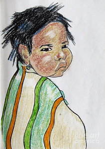 211x300 Study Of A Navajo Child Drawing - Navajo Drawings