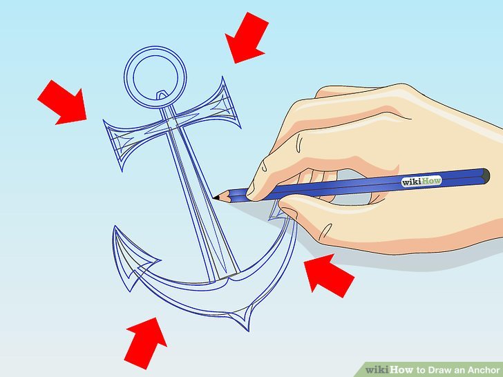 728x546 How To Draw An Anchor Steps - Navy Anchor Drawing