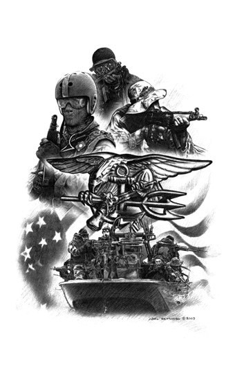 350x541 Military Prints - Navy Seal Drawing