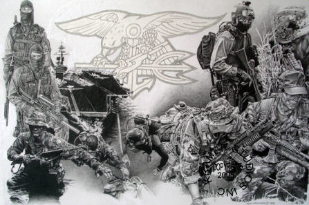 447x297 Navy Seal Team Poster Military Art Posters - Navy Seal Drawing