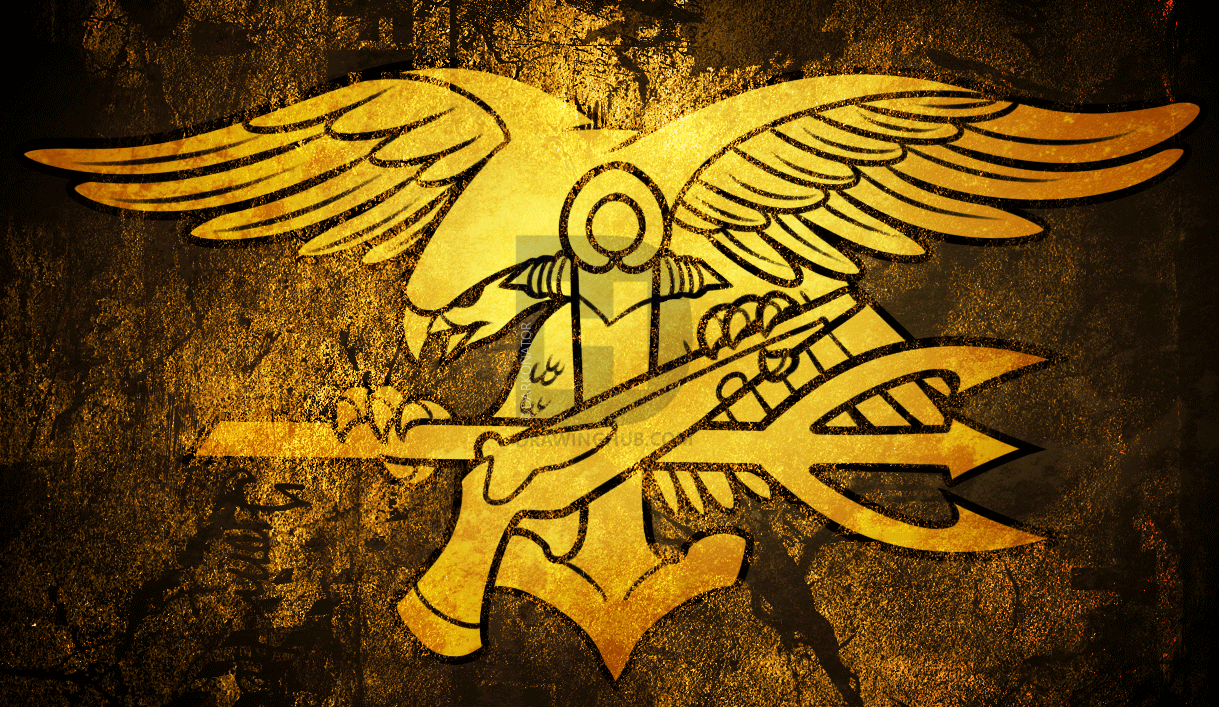 1219x707 How To Draw The Navy Seal Trident, Step - Navy Seal Drawing