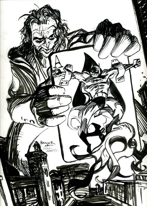 500x699 neal adams and heath ledger and weird mark badger comics code - Neal Adams Drawing