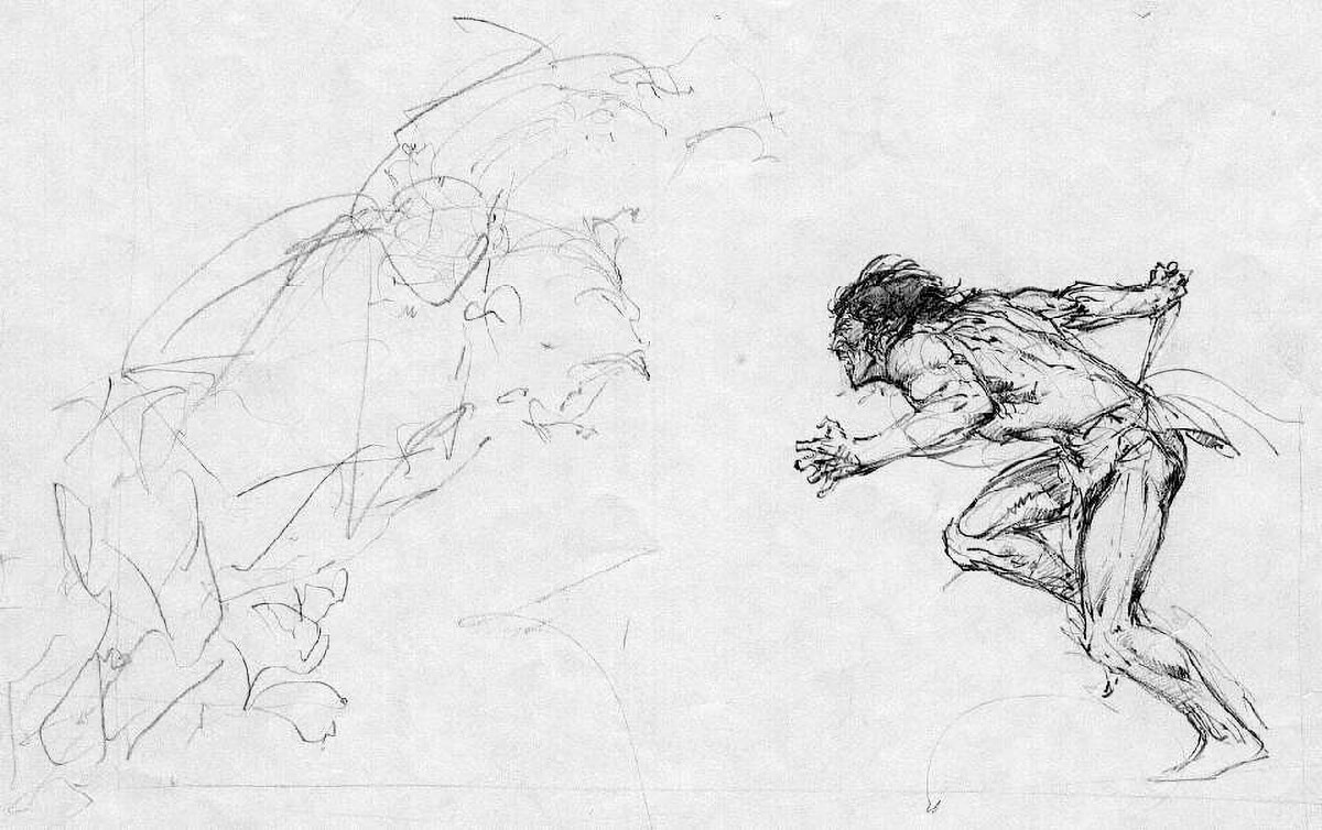 1200x754 Tarzan Covers - Neal Adams Drawing