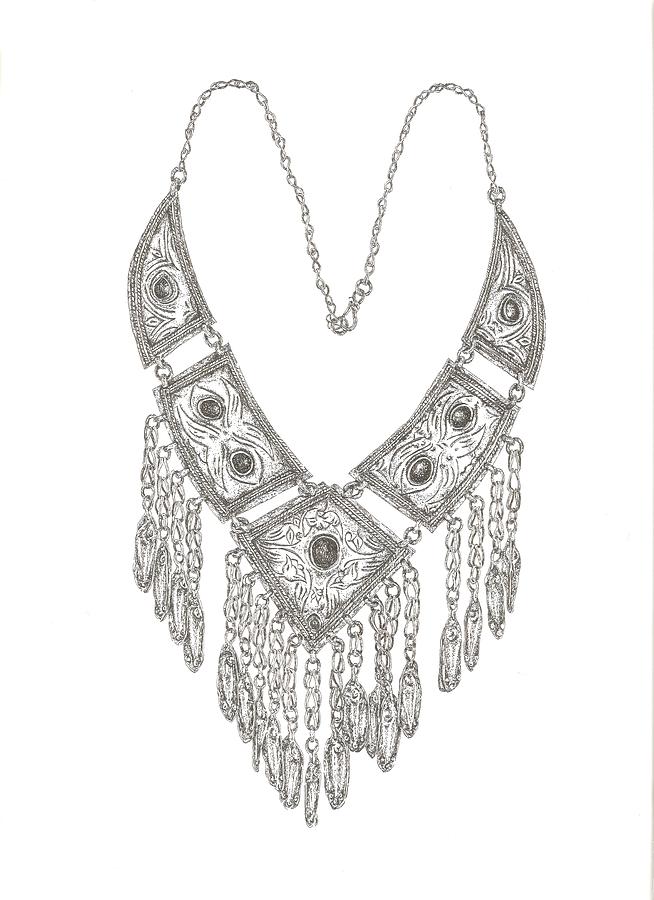 654x900 Arabian Necklace Drawing - Necklace Drawing