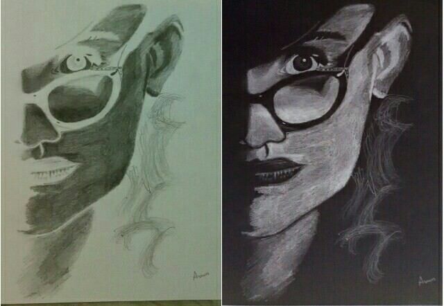 640x442 Random Girl Inverted Drawing Negative Drawing And Sketch Art - Negative Drawing