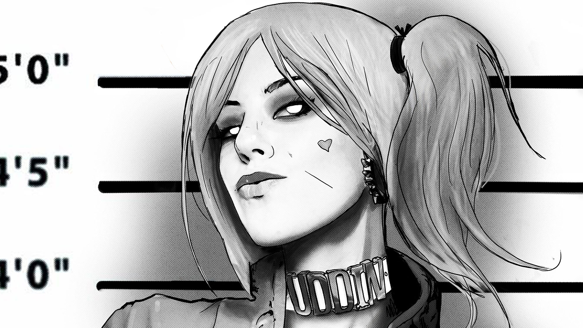 1920x1080 wallpaper face, drawing, illustration, cartoon, harley quinn - Negro Drawing