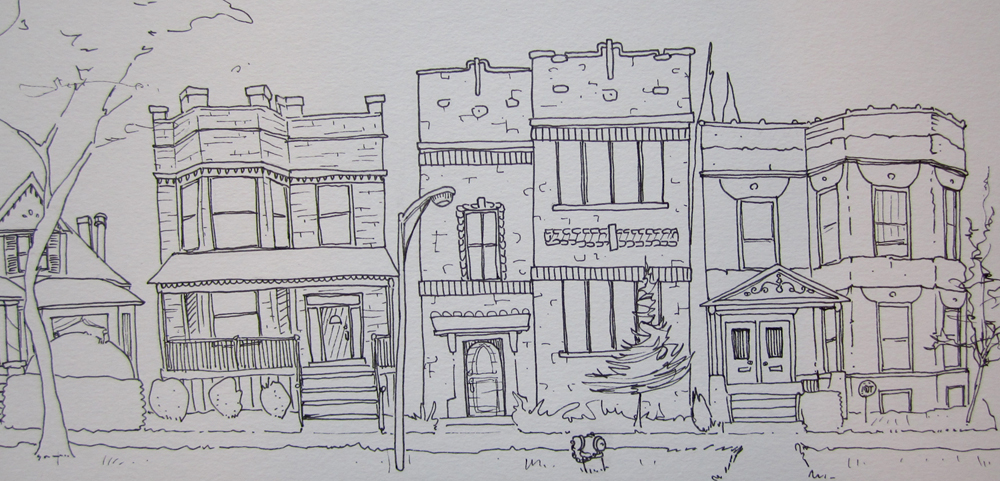 1000x481 neighborhood drawing street scene for free download - Neighborhood Drawing