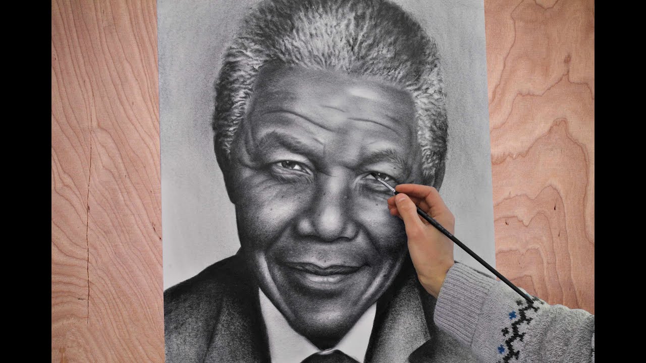 1280x720 Nelson Mandela Portrait Speed Drawing Painting Photorealism How - Nelson Mandela Drawing