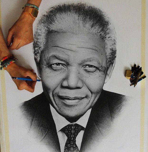 622x640 Nelson Mandela Pencil Drawing - Nelson Mandela Drawing