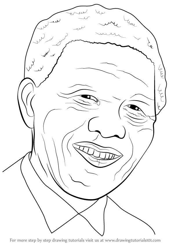 597x844 Learn How To Draw Nelson Mandela Face - Nelson Mandela Drawing