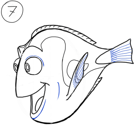 450x420 how to draw dory from pixars finding nemo in easy steps drawing - Nemo And Dory Drawing