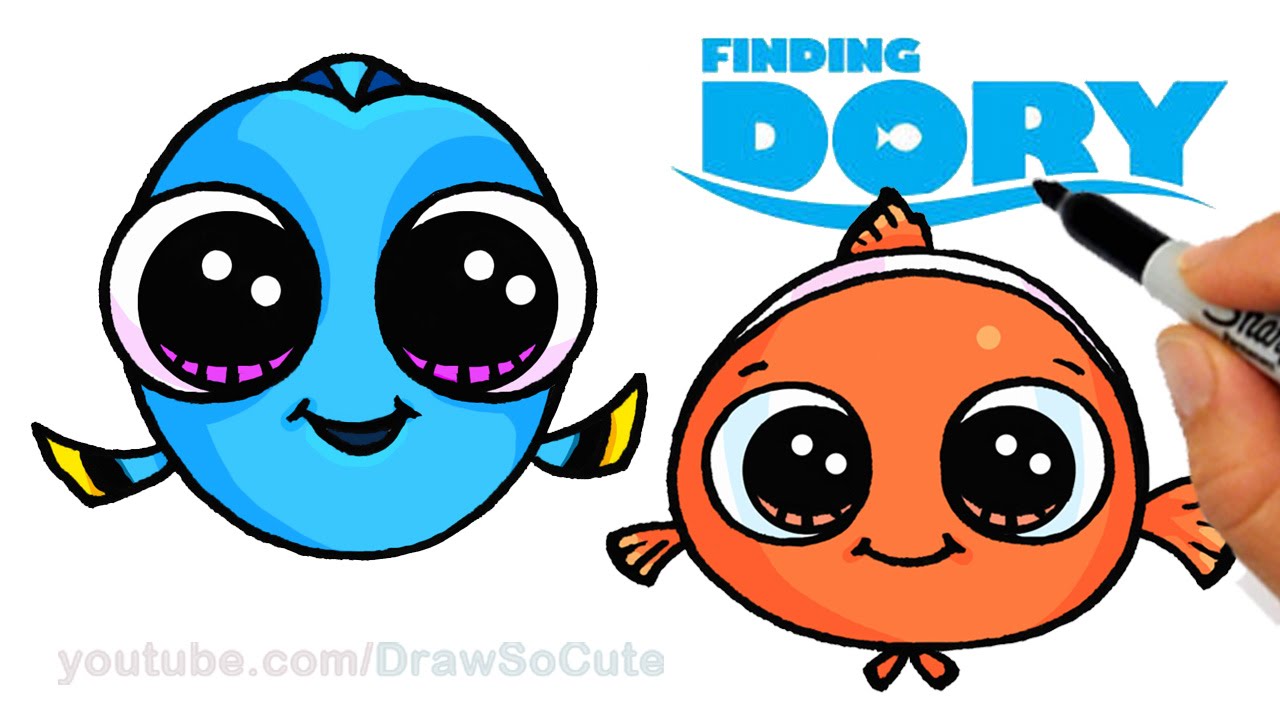 1280x720 how to draw baby dory and nemo easy step - Nemo And Dory Drawing