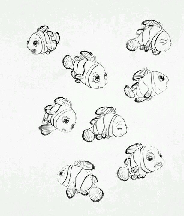 613x720 nemo sketches finding nemo in disney drawings, disney - Nemo Drawing