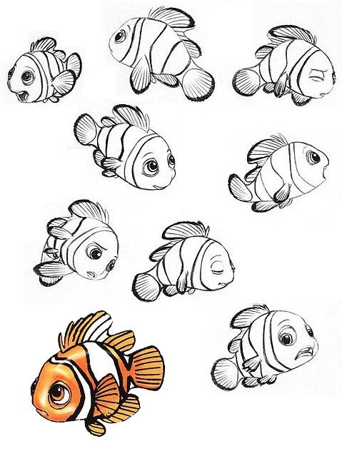 479x632 character design character design disney, art - Nemo Fish Drawing