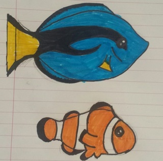 320x317 Nemo Drawings On Paigeeworld Pictures Of Nemo - Nemo Fish Drawing