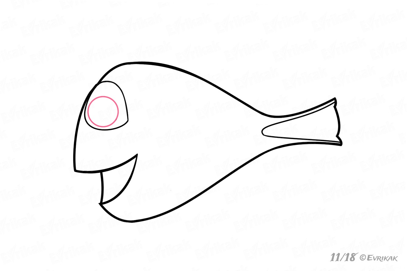 1300x867 How To Draw Dory The Fish From The Cartoon Finding Nemo - Nemo Outline Drawing