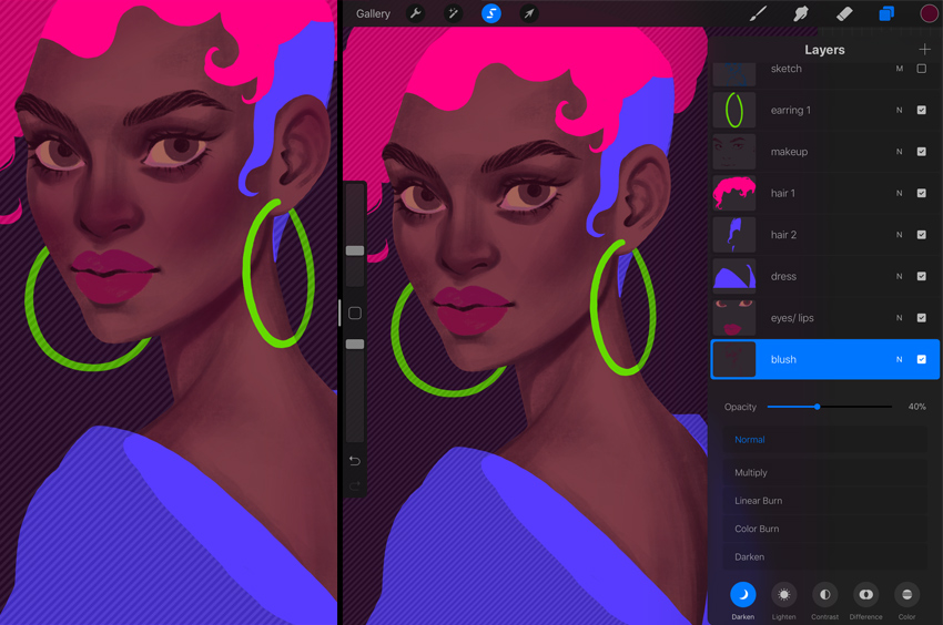 850x564 how to create a stylish neon portrait in procreate - Neon Drawing
