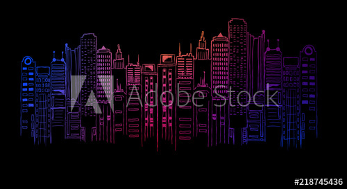 500x273 night city neon light, drawing - Neon Light Drawing