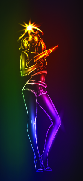 277x600 set of girl model drawing neon light vector free vector - Neon Light Drawing
