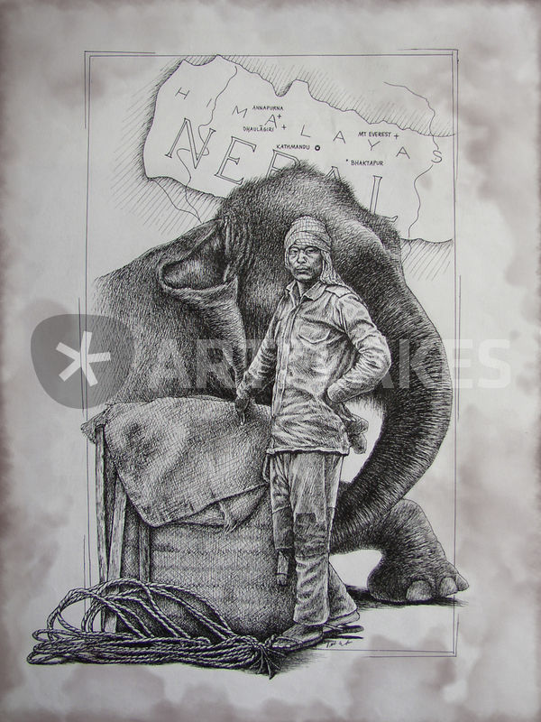 600x800 nepal drawing art prints and posters - Nepal Drawing