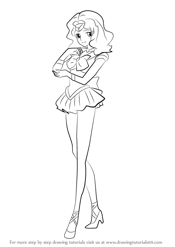 596x842 Learn How To Draw Sailor Neptune From Sailor Moon - Neptune Drawing