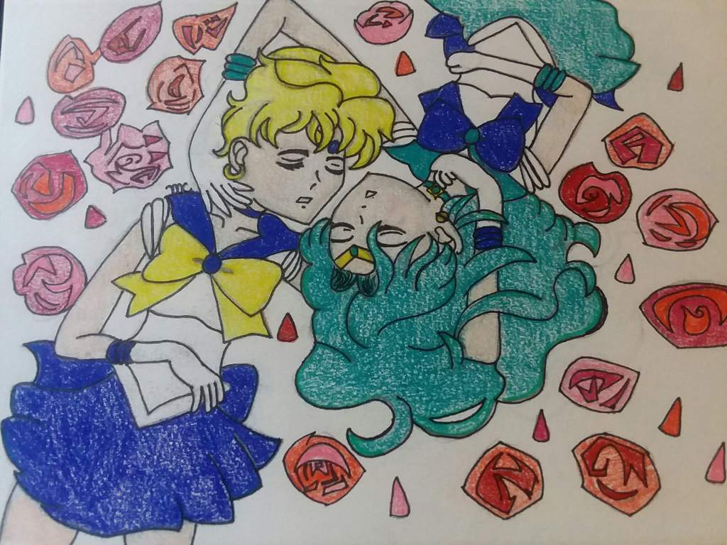 1024x768 Uranus And Neptune Sailor Moon Amino - Neptune Drawing