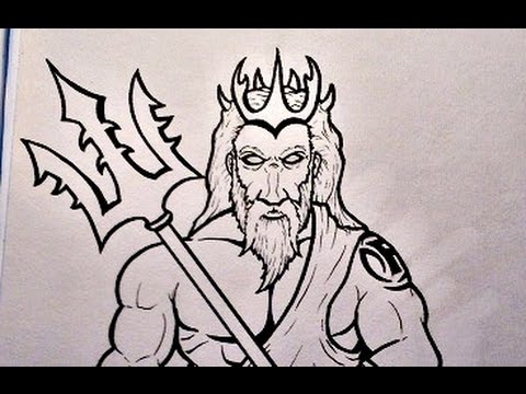 480x360 Drawing Poseidon - Neptune God Drawing